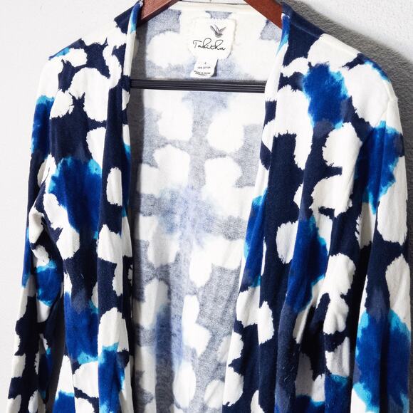 Tabitha Women’s Cardigan Large Boho Artsy Casual Classic Abstract Print Knit L - Picture 3 of 7